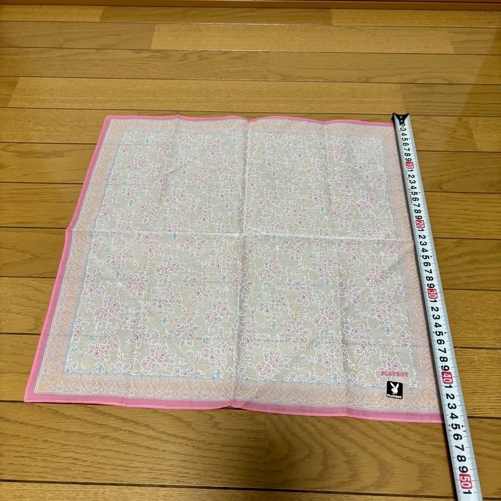 Playboy Pink and Cream Floral Square Handkerchief/Bandana Scarf 45cm